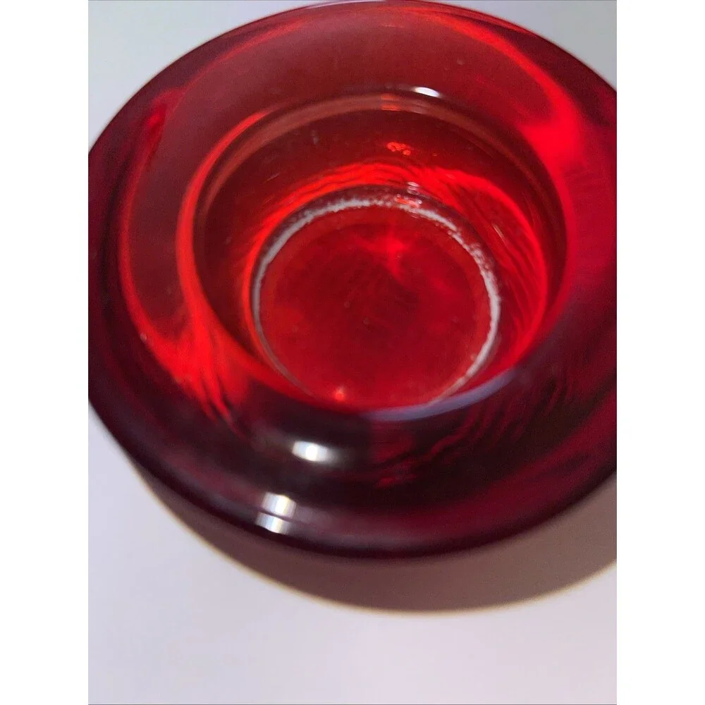 Red Art Glass Votive Candle Holders Round Modern Tealight Decor 3
